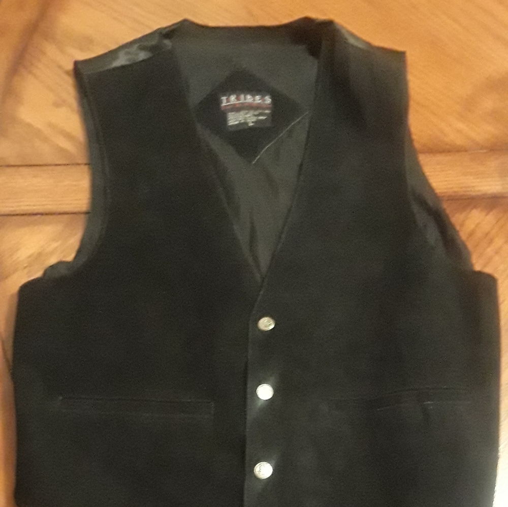 Vintage 1990s black suede leather vest